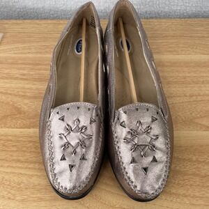 Dr Scholls Rose Gold Metallic Leather Advanced Comfort Flats Shoes Womens 8.5